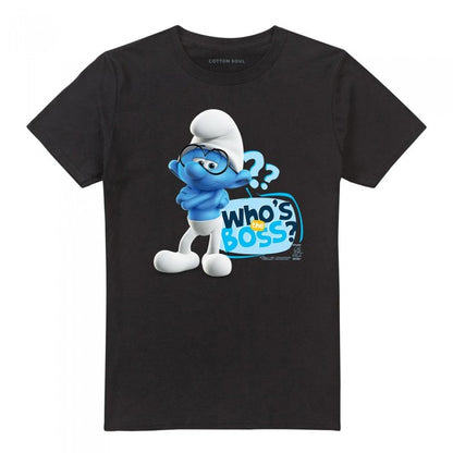 Front - The Smurfs Unisex Adult Who´s The Boss? Brainy Smurf T-Shirt
