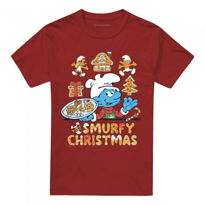 Front - The Smurfs Unisex Adult Brainy Smurf Cookie Christmas T-Shirt