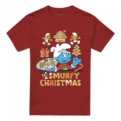 Front - The Smurfs Unisex Adult Brainy Smurf Cookie Christmas T-Shirt