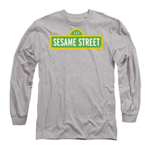 Front - Sesame Street Unisex Adult Logo Heather Long-Sleeved T-Shirt