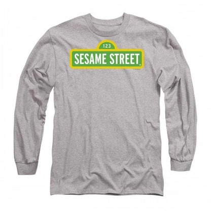 Front - Sesame Street Unisex Adult Logo Heather Long-Sleeved T-Shirt