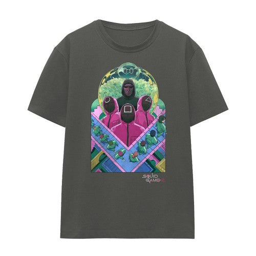 Front - Squid Game Womens/Ladies Front Man and Guards Comic T-Shirt