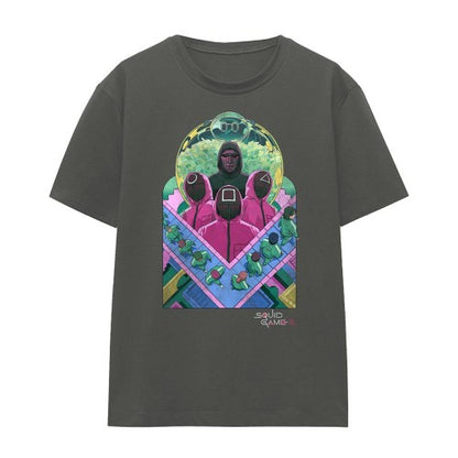 Front - Squid Game Womens/Ladies Front Man and Guards Comic T-Shirt