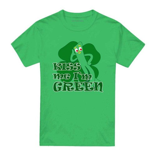 Front - Gumby Unisex Adult Kiss Me I´m Green T-Shirt