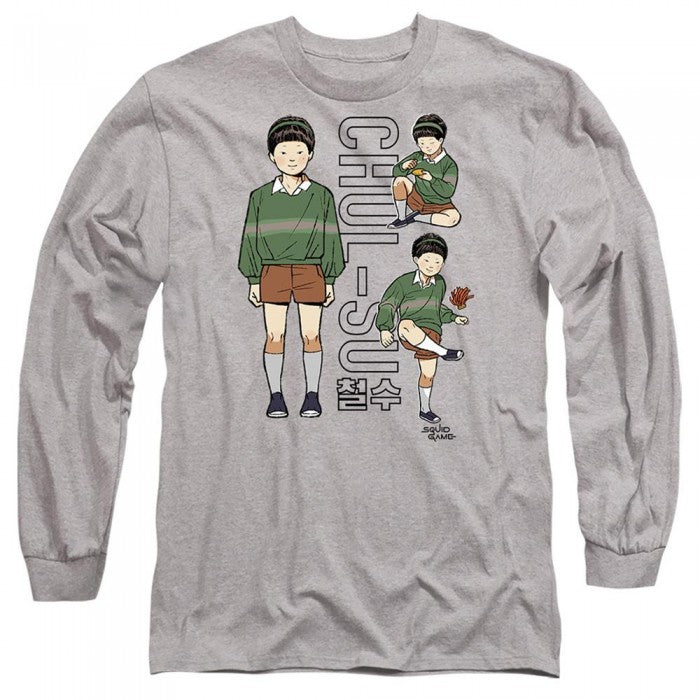 Front - Squid Game Unisex Adult Chul-Su Vintage Long-Sleeved T-Shirt