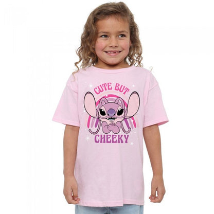 Front - Lilo & Stitch Girls Cute But Cheeky Angel Rainbow T-Shirt