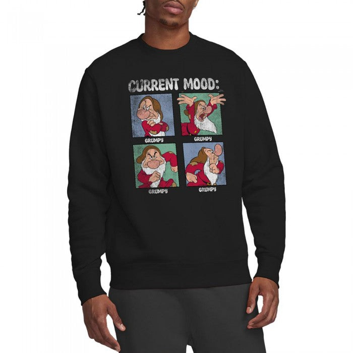 Front - Snow White And The Seven Dwarfs Unisex Adult Current Mood Grumpy Dad Fathers Day Sweatshirt