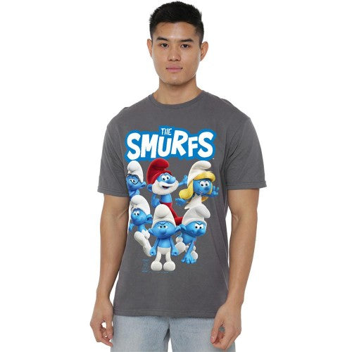 Front - The Smurfs Unisex Adult Group Shot T-Shirt