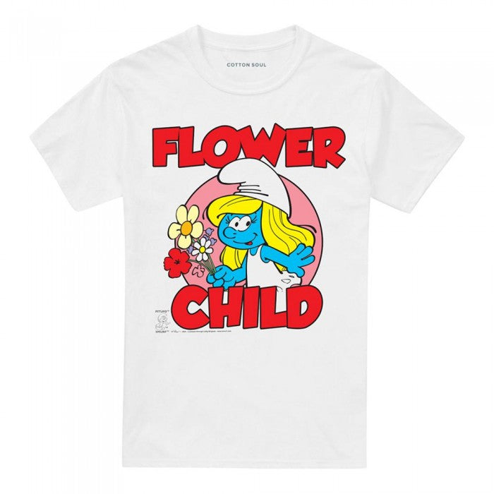 Front - The Smurfs Unisex Adult Child Flower T-Shirt