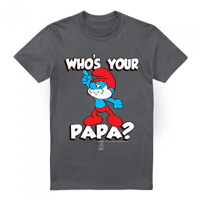 Front - The Smurfs Unisex Adult Who´S Your Papa Smurf T-Shirt