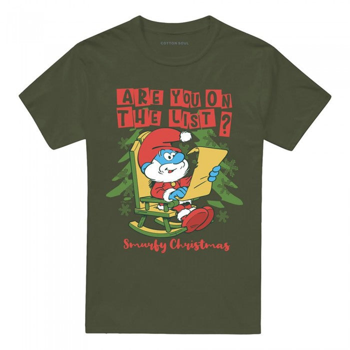 Front - The Smurfs Unisex Adult Are You On The List Papa Smurf Christmas T-Shirt
