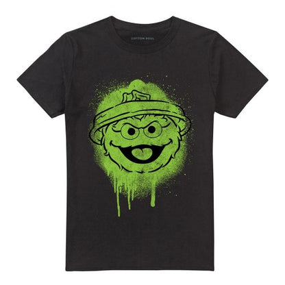 Front - Sesame Street Unisex Adult Oscar The Grouch Graffiti T-Shirt