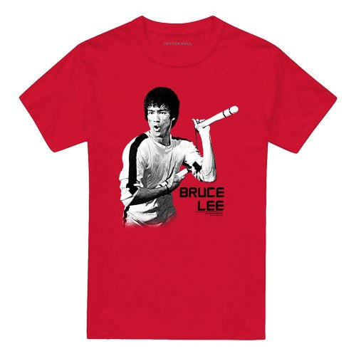 Front - Bruce Lee Unisex Adult Nunchucks T-Shirt
