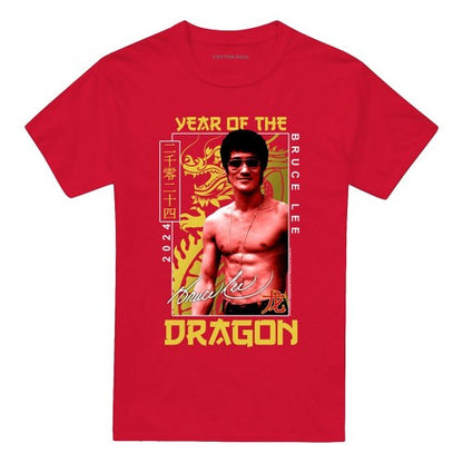 Front - Bruce Lee Unisex Adult Framed Year of The Dragon T-Shirt