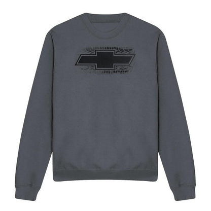 Front - Chevrolet Unisex Adult Bowtie Burnout Sweatshirt