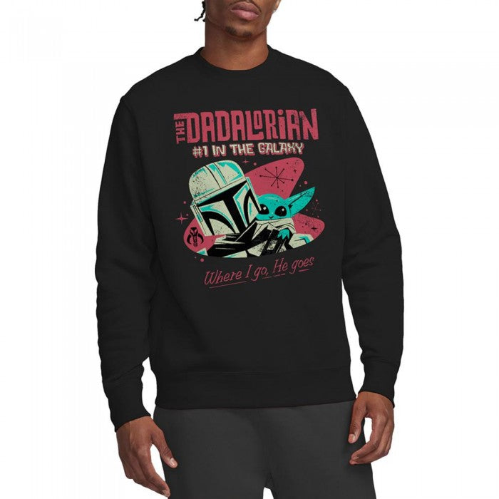 Front - Star Wars Unisex Adult #1 Dadalorian Where I Go Sweatshirt