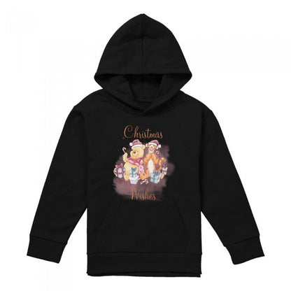 Front - Winnie the Pooh Childrens/Kids Christmas Wishes Heather Hoodie