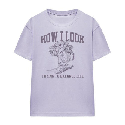 Front - Star Wars The Mandalorian Womens/Ladies Trying To Balance Life T-Shirt