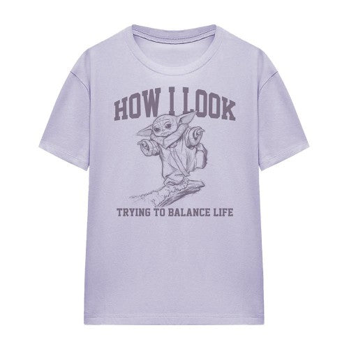 Front - Star Wars The Mandalorian Womens/Ladies Trying To Balance Life T-Shirt
