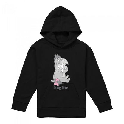 Front - Winnie the Pooh Childrens/Kids Hug Life Eeyore Heather Valentine`s Day Hoodie