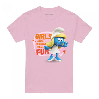 Front - The Smurfs Unisex Adult Girls Just Wanna Have Fun Smurfette T-Shirt