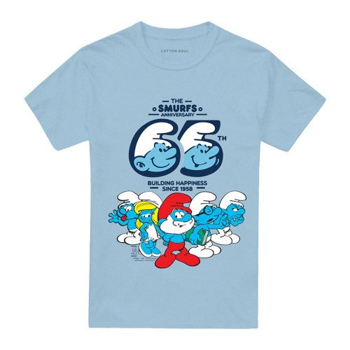 Front - The Smurfs Unisex Adult Group Anniversary T-Shirt