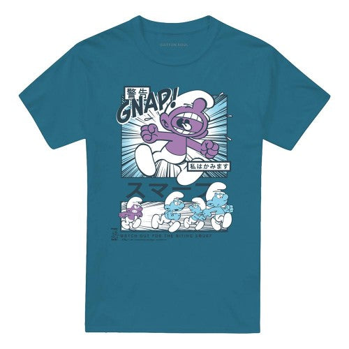 Front - The Smurfs Unisex Adult Manga Watch For Biting Smurf T-Shirt