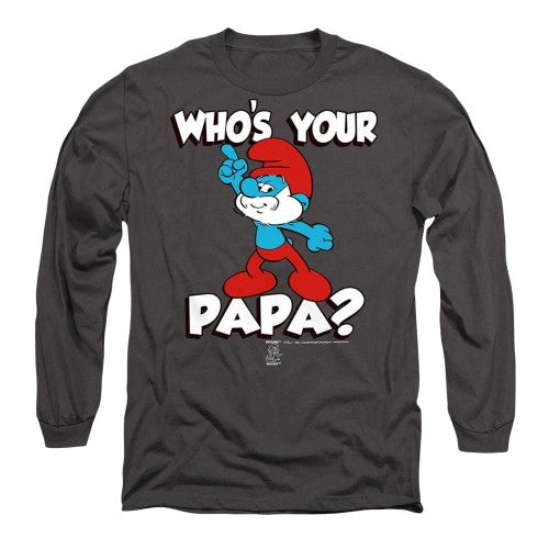 Front - The Smurfs Unisex Adult Who´S Your Papa Smurf Long-Sleeved T-Shirt