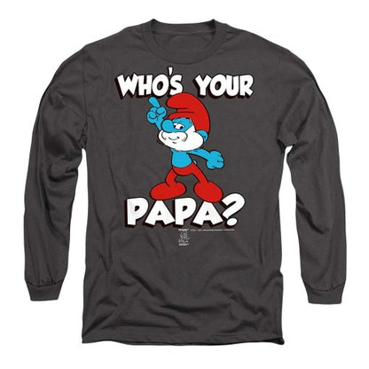 Front - The Smurfs Unisex Adult Who´S Your Papa Smurf Long-Sleeved T-Shirt