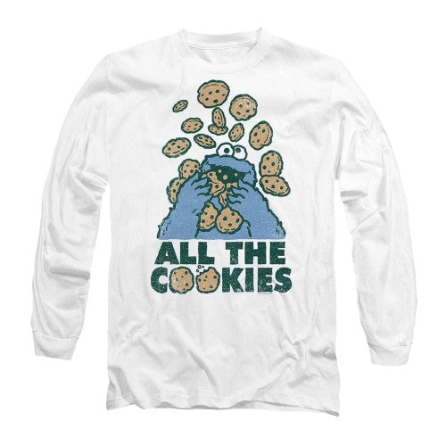 Front - Sesame Street Unisex Adult All The Cookies Long-Sleeved T-Shirt