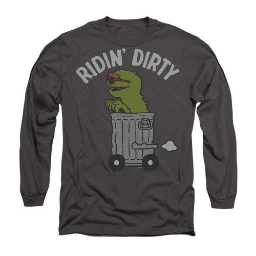 Front - Sesame Street Unisex Adult Ridin Dirty Long-Sleeved T-Shirt
