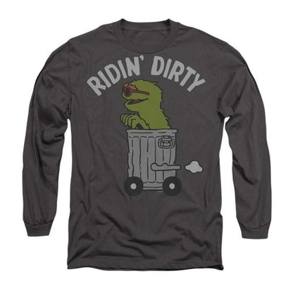 Front - Sesame Street Unisex Adult Ridin Dirty Long-Sleeved T-Shirt