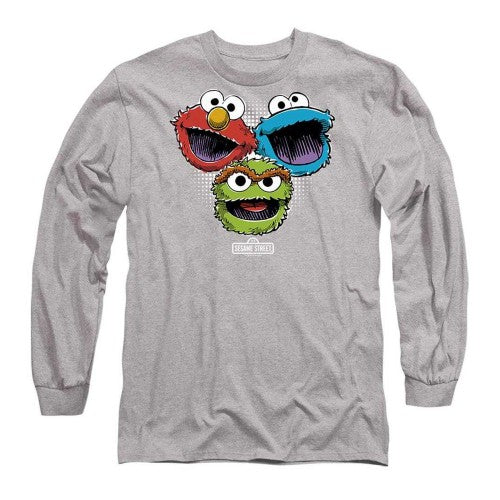 Front - Sesame Street Unisex Adult Halftone Heads Long-Sleeved T-Shirt