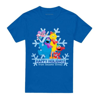 Front - Sesame Street Unisex Adult Happy Holidays Cookie Monster T-Shirt