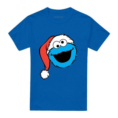 Front - Sesame Street Unisex Adult Cookie Monster Santa Hat Christmas T-Shirt