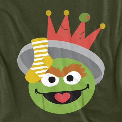 Front - Sesame Street Unisex Adult Oscar The Grouch Nutcracker Christmas T-Shirt