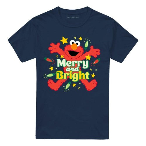 Front - Sesame Street Unisex Adult Merry And Bright Elmo T-Shirt