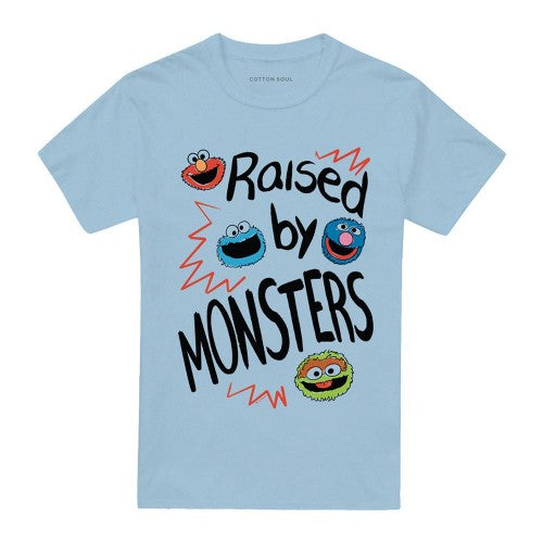 Front - Sesame Street Unisex Adult Raised By Monsters T-Shirt