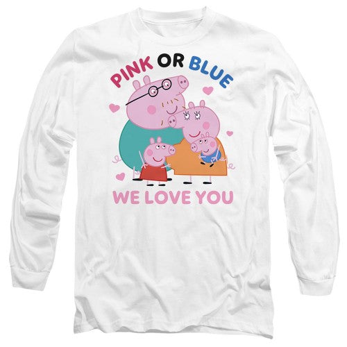 Front - Peppa Pig Unisex Adult Pink Or Blue We Love You Family Long-Sleeved T-Shirt