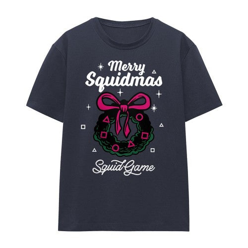 Front - Squid Game Womens/Ladies Merry Squidmas Wreath Christmas T-Shirt