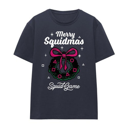 Front - Squid Game Womens/Ladies Merry Squidmas Wreath Christmas T-Shirt