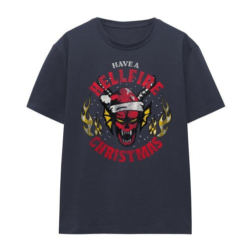 Front - Stranger Things Womens/Ladies Hellfire Christmas T-Shirt