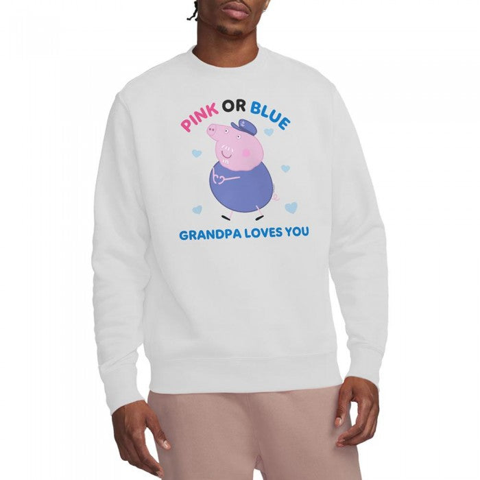 Front - Peppa Pig Unisex Adult Pink Or Blue Grandpa Pig Loves You Sweatshirt