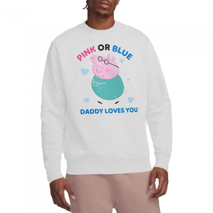 Front - Peppa Pig Unisex Adult Pink Or Blue Daddy Pig Loves You Sweatshirt