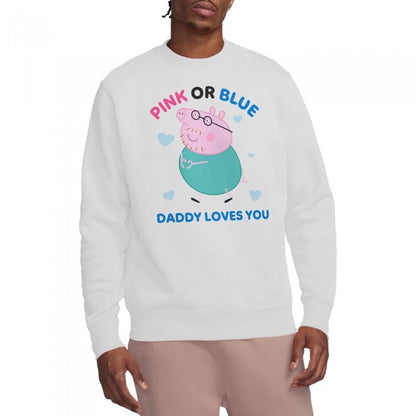 Front - Peppa Pig Unisex Adult Pink Or Blue Daddy Pig Loves You Sweatshirt