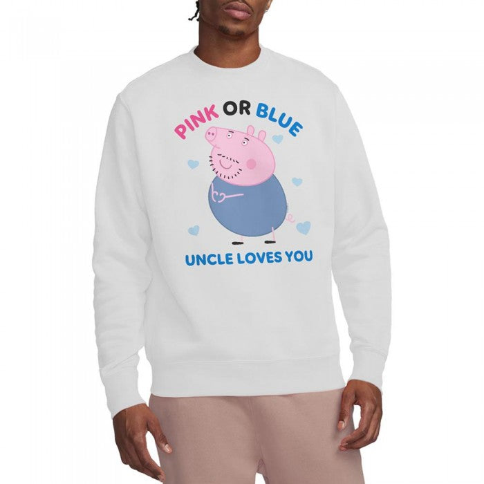 Front - Peppa Pig Unisex Adult Pink Or Blue Uncle Pig Loves You Sweatshirt