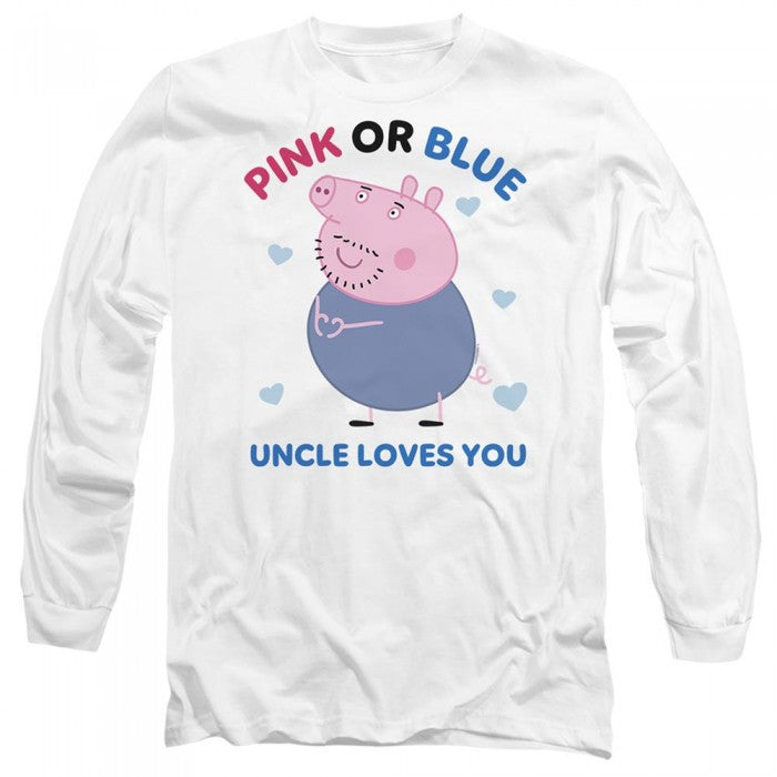 Front - Peppa Pig Unisex Adult Pink Or Blue Uncle Pig Loves You Long-Sleeved T-Shirt