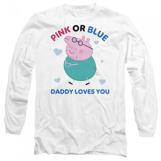 Front - Peppa Pig Unisex Adult Pink Or Blue Daddy Loves You Long-Sleeved T-Shirt