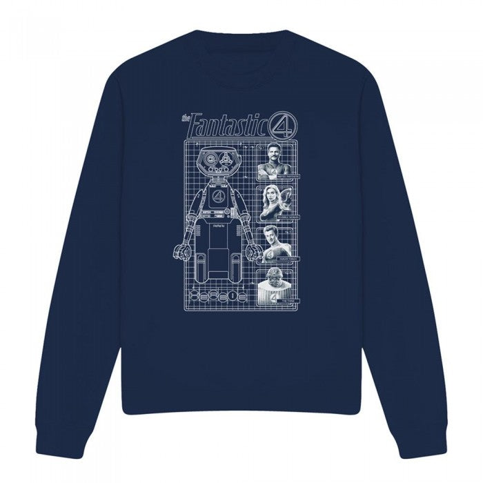 Front - Fantastic Four Unisex Adult First Family And Herbie Blueprint Sweatshirt