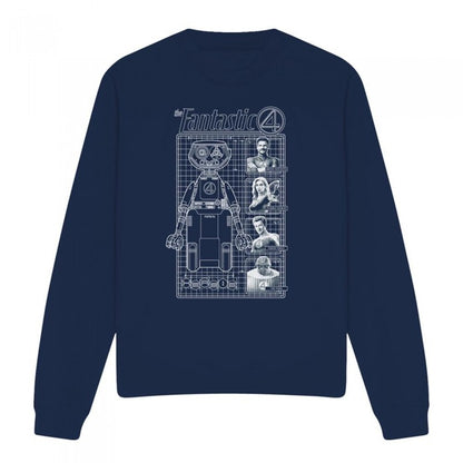 Front - Fantastic Four Unisex Adult First Family And Herbie Blueprint Sweatshirt